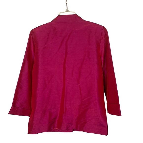 Vintage Rafaella Y2K 90s Iridescent Magenta 100% Silk Button Up Blazer Jacket 10 - Picture 3 of 10